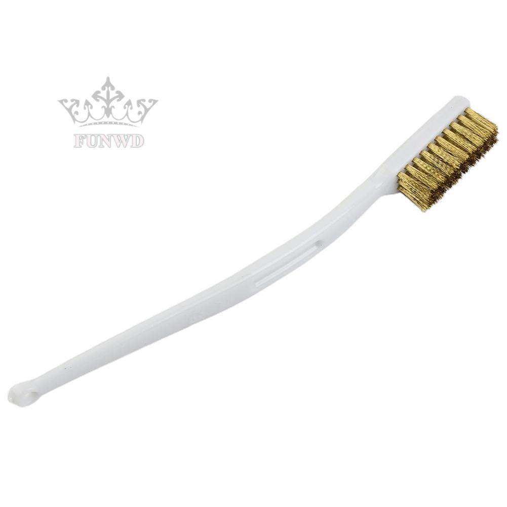 【FUNWD】White Plastic Handle Brass Wire-Stainless Steel Wire-Brushes Metal Rust Cleaning