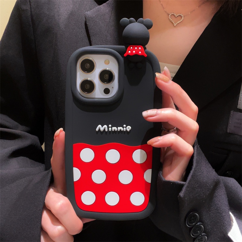 DISNEY Ốp Điện Thoại Silicon tpu Mềm Hình Mickey Minnie 3D Sáng Tạo Cho iPhone 14 13 12 11 Pro MAX 14 Plus