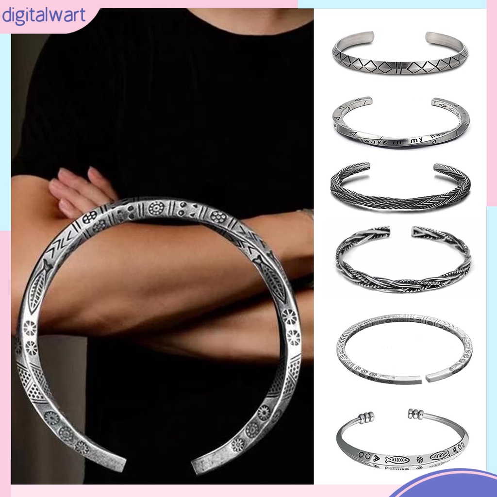 Vòng Đeo Tay Dạng Hở Màu Bạc Phong Cách Boho Màu Sắc Tùy Chỉnh Thời Trang Cho Nam [DIL]