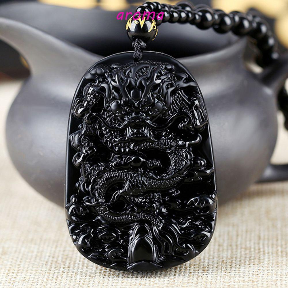 Vòng cổ Chuỗi Hạt Đen May Mắn Thời Trang Cho Nữ|Đá Obsidian Tự Nhiên Chất Lượng Cao
