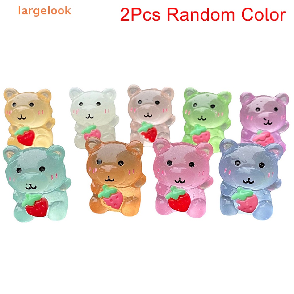 Set 2 Búp Bê Gấu Dâu Tây Hoạt Hình Có Hương Thơm Phát Sáng Trang Trí Tiểu Cảnh / Nhà Búp