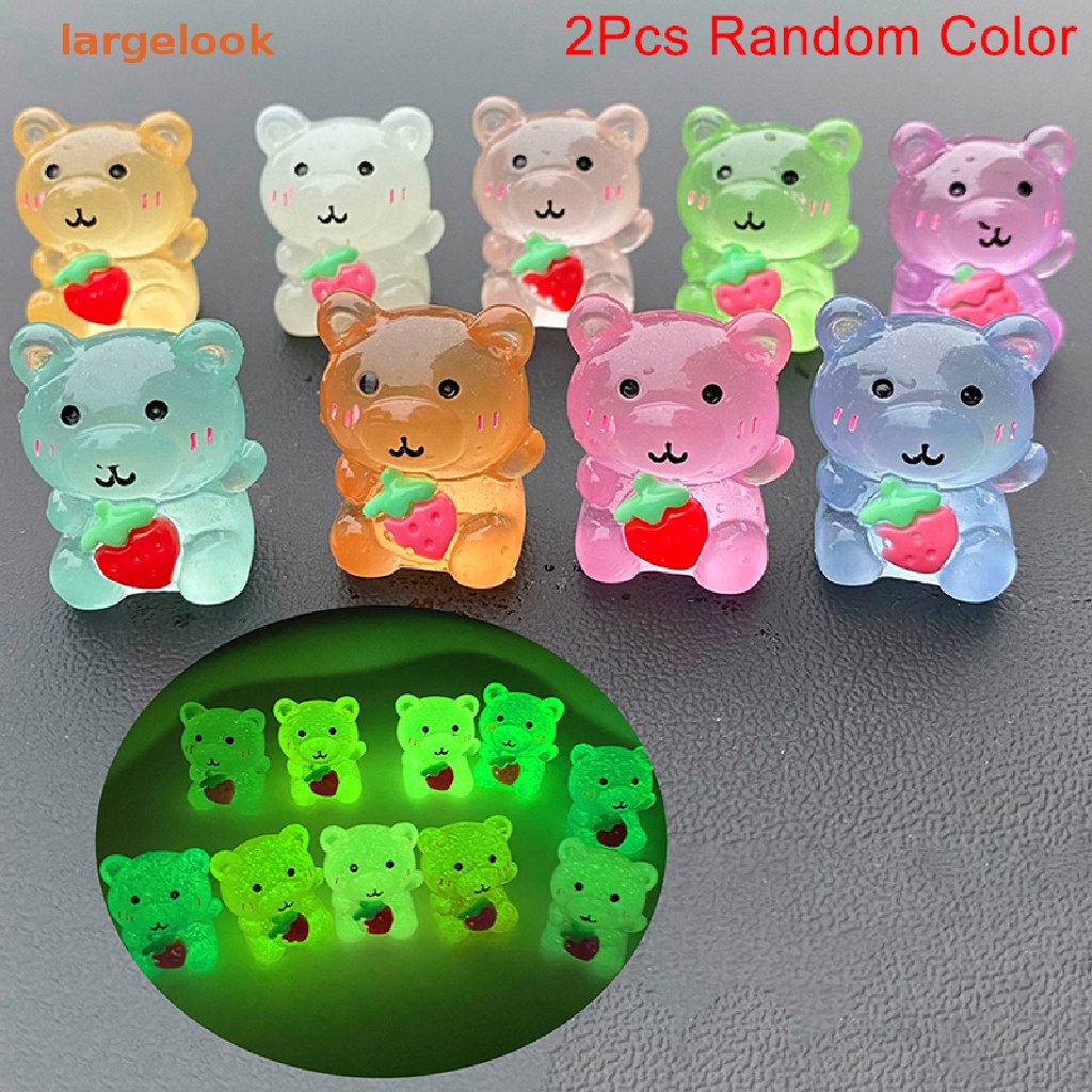 Set 2 Búp Bê Gấu Dâu Tây Hoạt Hình Có Hương Thơm Phát Sáng Trang Trí Tiểu Cảnh / Nhà Búp