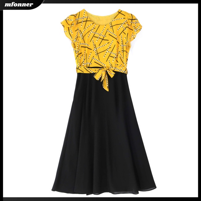 Đầm Dáng Chữ A Tay Ngắn Họa Tiết Kẻ Sọc Thời Trang Mùa Hè Cho Nữ