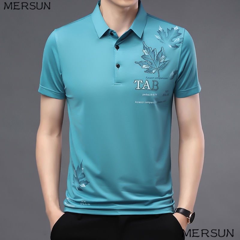 Áo Thun POLO Tay Ngắn Dáng Rộng Bằng Lụa Lạnh Thoải Mái Thời Trang Mùa Hè Hàng Mới 2023 Dành Cho Bạn Nam Tuổi Trung Niên YO69