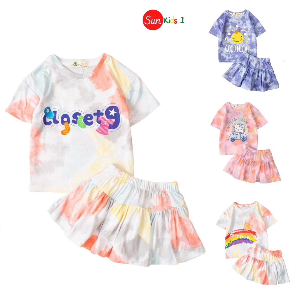 Đồ bộ thun bé gái, đồ bộ trẻ em chất cotton, có nhiều màu, size 3-10 tuổi - SUNKIDS1