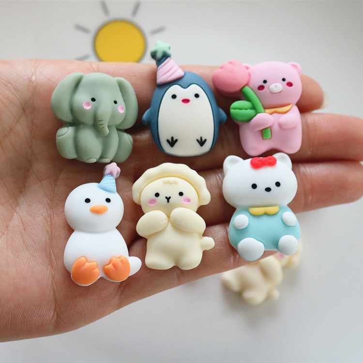 Bộ 10 Vật Liệu Cabochon Thủ Công Hình Động Vật Hoạt Hình