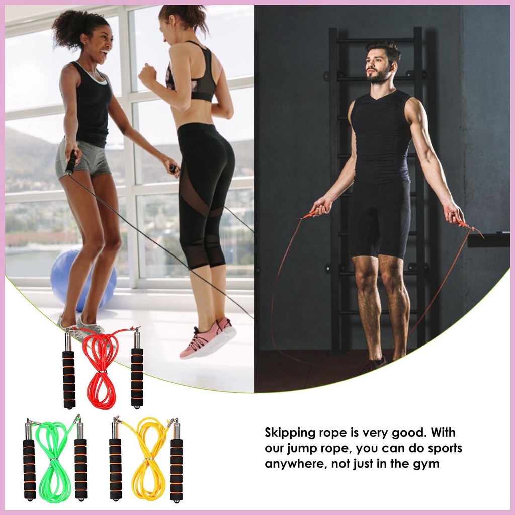 Dây Nhảy Dây Tập Thể Dục Bằng Hợp Kim Và Silicone Tay Cầm Bằng Silicon Có Thể Điều Chỉnh Dành Cho Nam Và Nữ