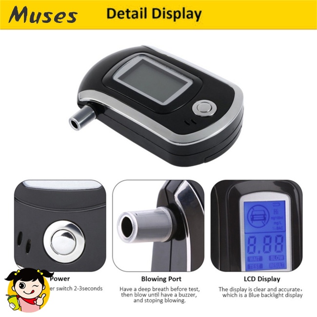 Máy Phân Tích Nồng Độ Cồn Kỹ Thuật Số At6000 Có Màn Hình Lcd Chuyên Dụng Cho Lái Xe