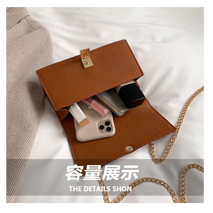 Túi Đeo JASMIN NOIR Chéo Da PU Nắp Gập Phối Dây Đeo Sợi Xích Phong Cách Cổ Điển Thời Trang Cho Nữ