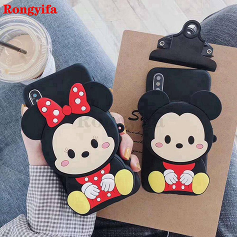 Ốp Điện Thoại Có Ví Đựng Tiền Xu Hình Hoạt Hình 3D Kèm Dây Đeo Cho Vivo Y17 Y15 Y13 Y12 Y11 V7 Plus V5 V5S