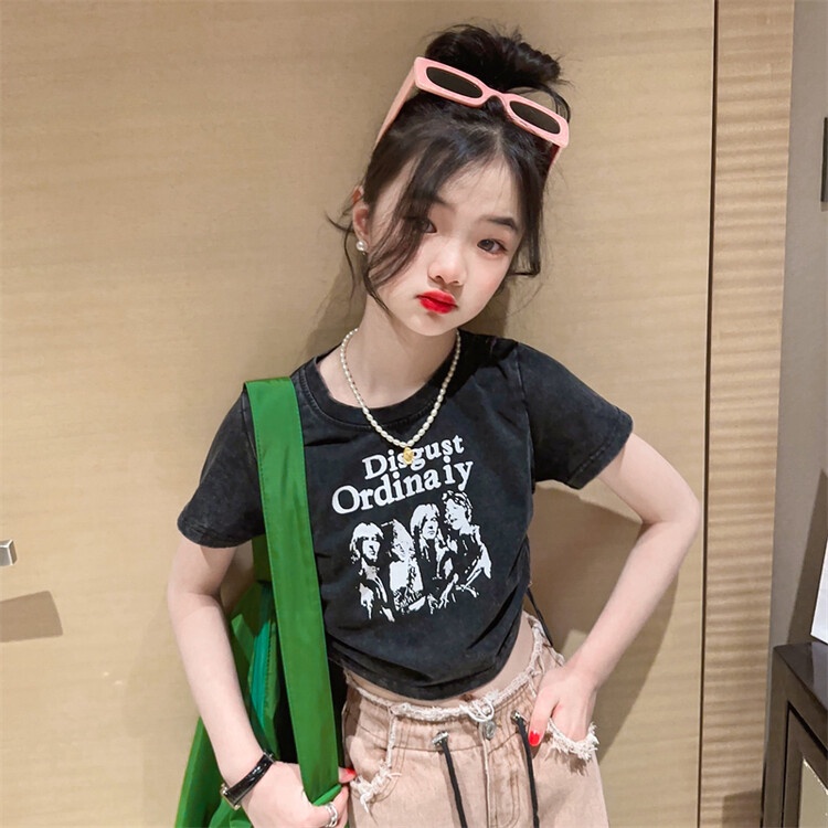 Set Áo Thun Ngắn Tay + Quần Jeans Dài Thời Trang Cho Bé Gái