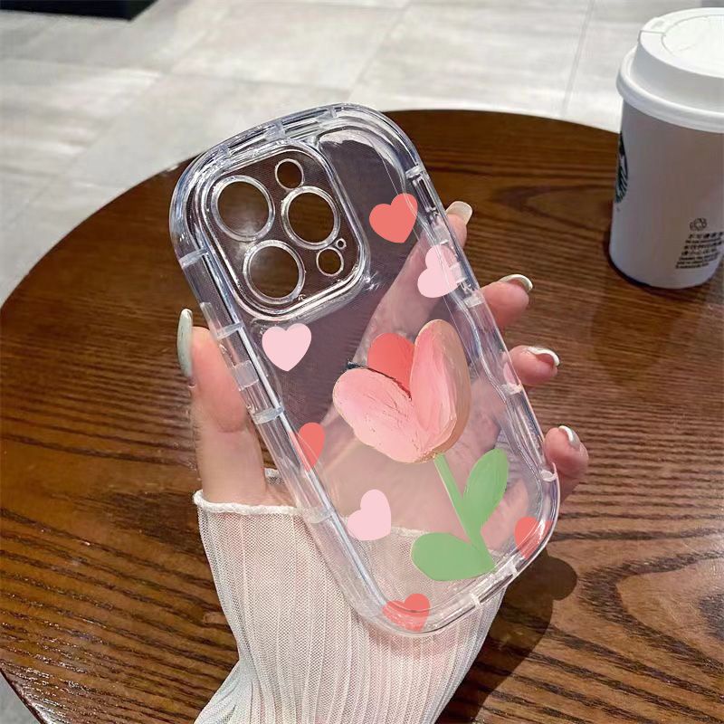✅Ốp Điện Thoại Mềm Trong Suốt Chống Sốc In Họa Tiết Hoa Tulip Cho Iphone xr / 1113Promax 14 128p7xs / / F7ZA