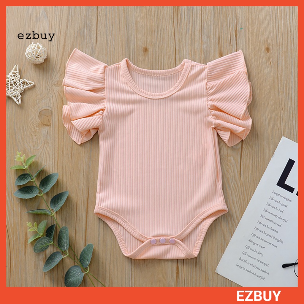 Bộ Áo Liền Quần Màu Trơn Mềm Mại Dành Cho Bé Gái