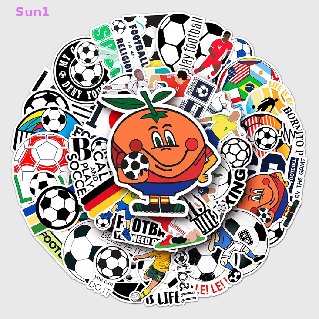 Set 50 Nhãn Dán PVC Hình Quả Bóng Đá Graffiti Trang Trí Hành Lý / Laptop / Điện Thoại / Xe Hơi
