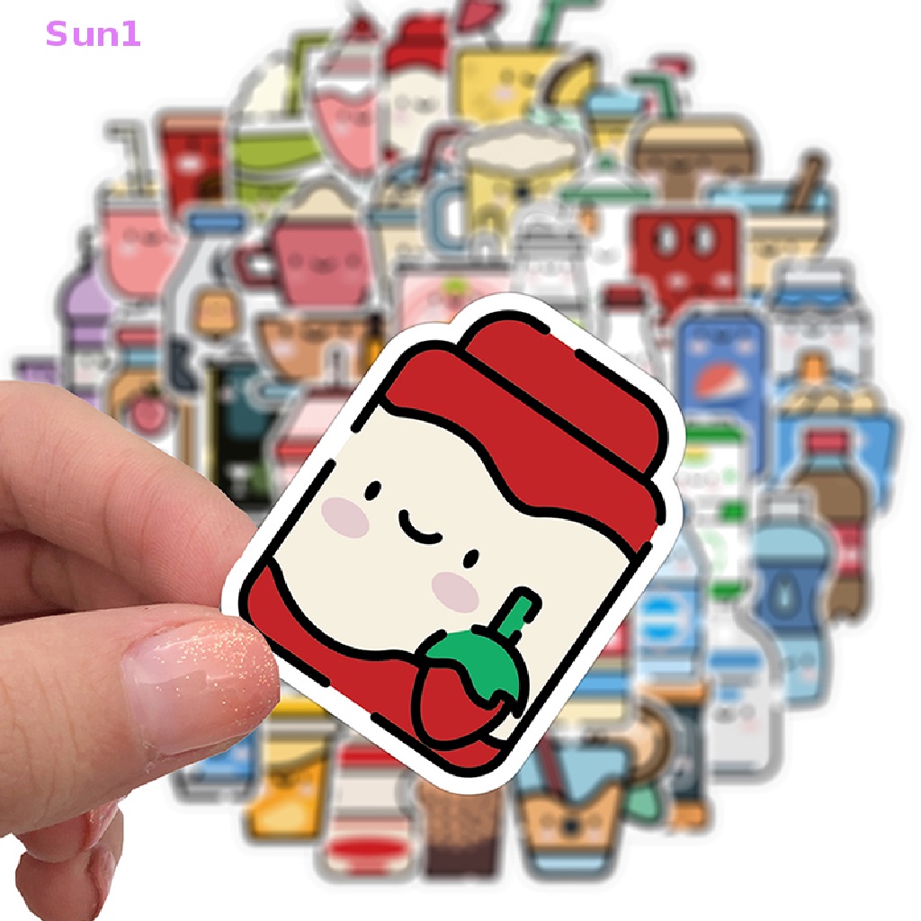 Sun1 &gt; 50 Miếng Dán PVC Hình Đồ Uống Mùa Hè Dễ Thương Có Hương Thơm Hoạt Hình