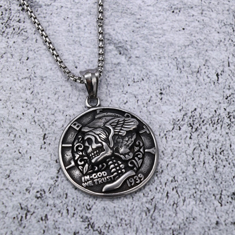 Z Vòng cổ Mặt Hình Đầu Lâu Bằng Thép Không Gỉ Phong Cách Hip Hop Thời Trang Cho Nam Và Nữ