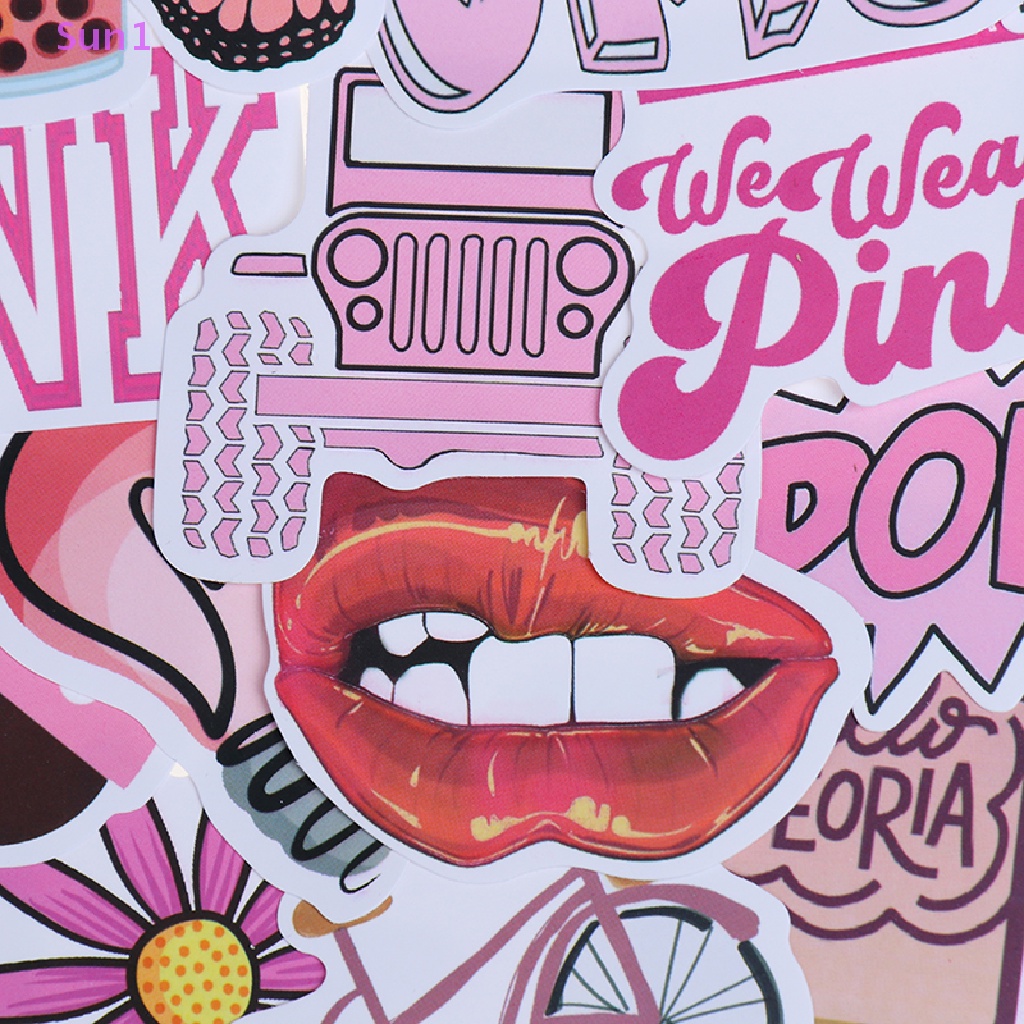 Set 50 Nhãn Dán Hoạt Hình Trang Trí Vali Laptop Xe Đạp Đáng Yêu DIY