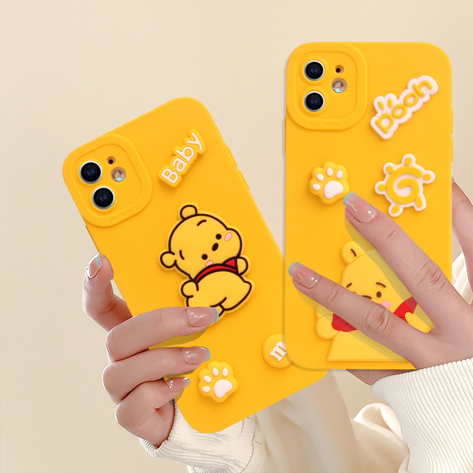Ốp Điện Thoại Silicon Hình Winnie The Pooh 3D Cho iPhone 11 12 13 14 Pro MAX + Mini X XR XS MAX 6 S 7 8 + SE 2020 11Pro 12pro 13Pro