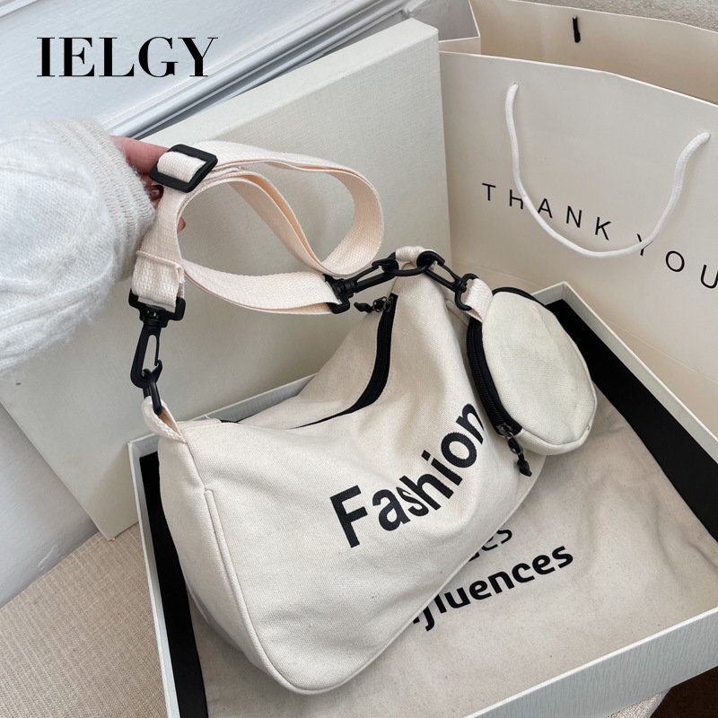 Túi Xách Vải Canvas Đeo Vai In Chữ Phong Cách Hàn Quốc Thời Trang Cho Nữ