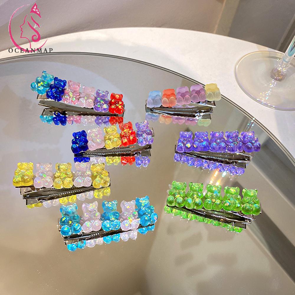 Kẹp Tóc Mỏ Vịt Màu Kẹo Hình Gấu Dễ Thương Phong Cách Hàn Quốc Cho Nữ