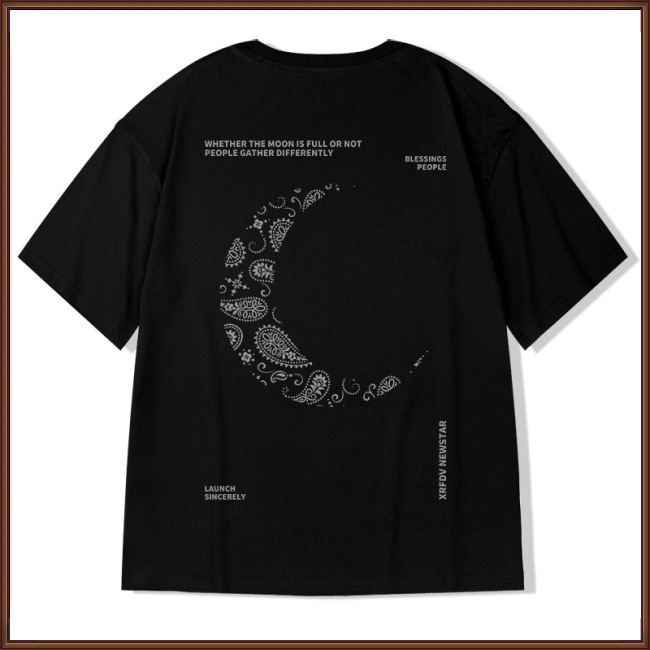 Áo Thun Tay Ngắn Cổ Tròn Dáng Rộng In Họa Tiết Đơn Giản Kiểu Retro Thời Trang Mùa Hè Cho Nam