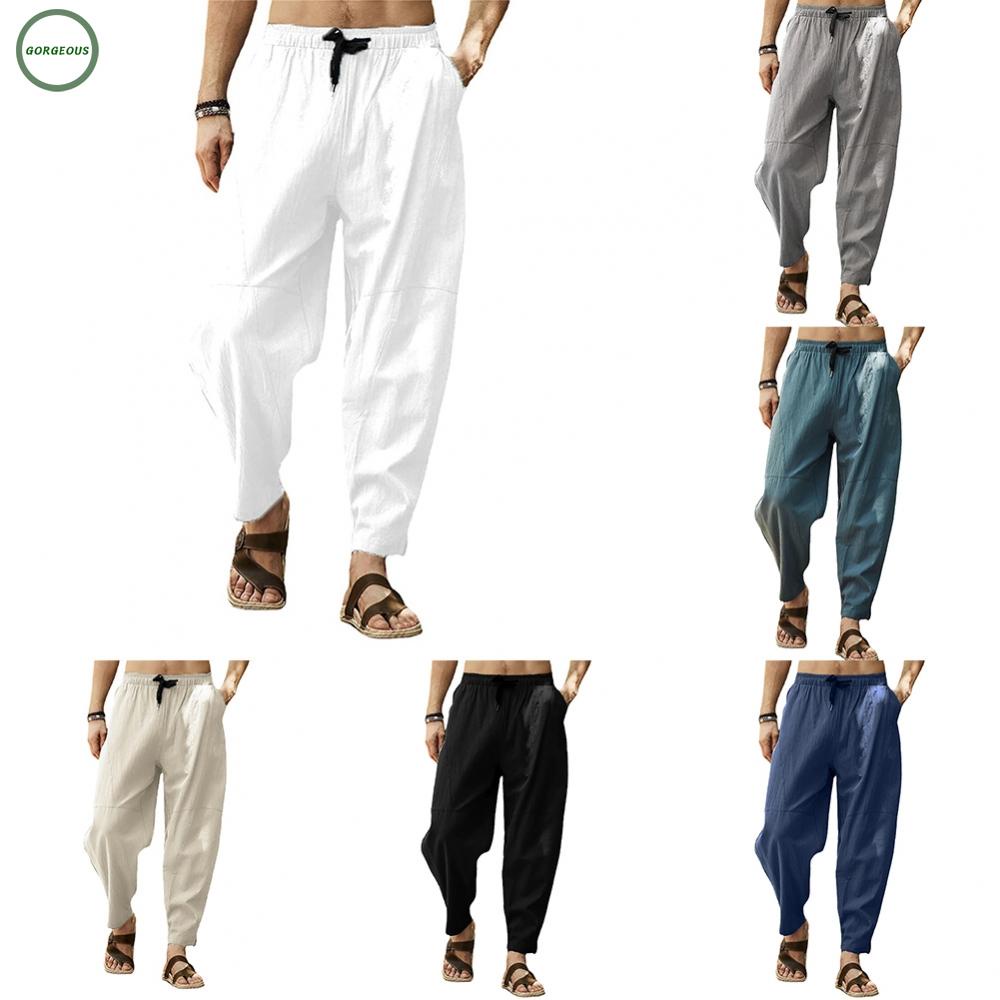 GORGEOUS~Men Pants Comfort Elastic Waist Harem Trousers Joggers Loose Fit M-3XL