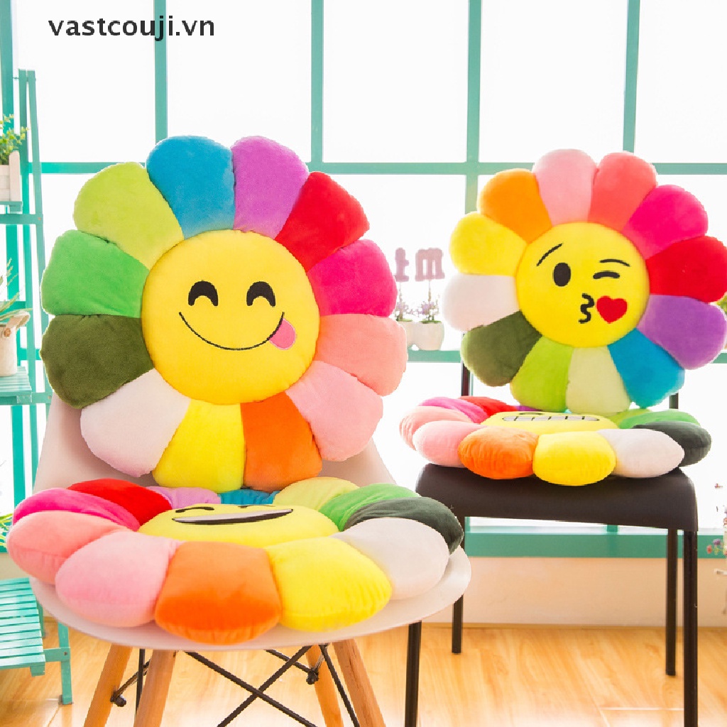 Gối Đệm Thư Giãn Hình Hoa Hướng Dương Hoạt Hình Nhiều Màu Sắc Vui Nhộn Trang Trí Nhà Cửa