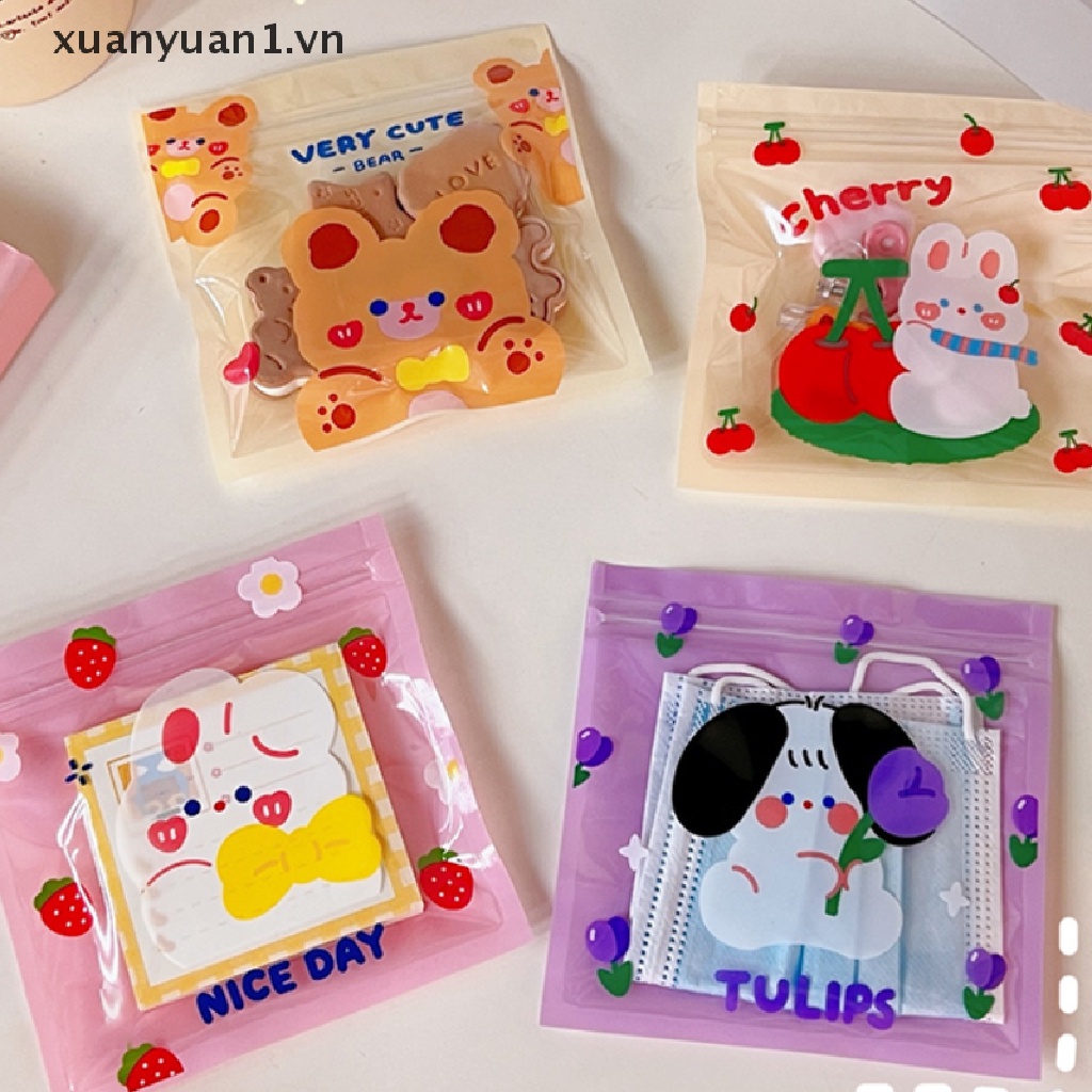 Set 10 Túi Zip Đựng Bánh Kẹo Bằng Poly Trong Suốt In Họa Tiết Hoạt Hình Dễ Thương