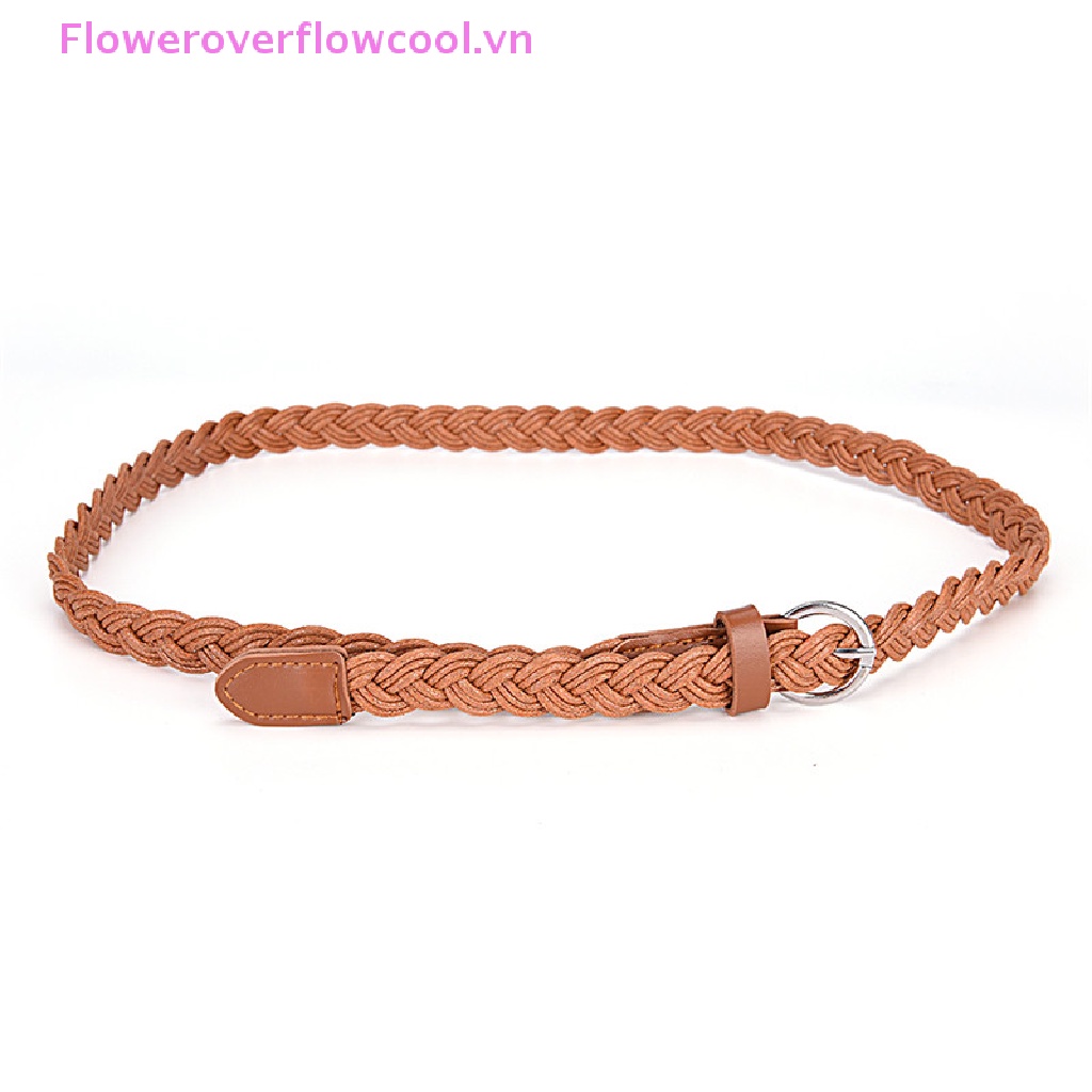 Thắt Lưng Bện Dây Da Mặt Kim Loại Tròn Thời Trang Cho Nữ