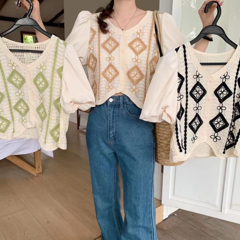 Nzn Áo Crop top Dệt Kim Khoét Lỗ Phối Màu Tương Phản Thời Trang Mùa Hè Mới Cho Nữ