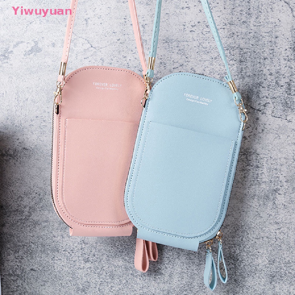 < Yiwuyuan > Túi Xách Da Đeo Vai Nhỏ Màu Trơn Thời Trang Có Thể Dùng Màn Hình Cảm Ứng Điện Thoại Di Động Cho Nữ Satchels Mới