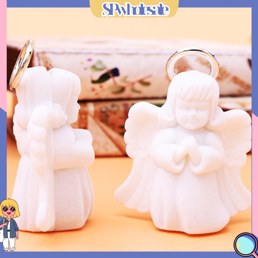 <SPwholesale> Hộp Đựng Trang Sức Hình Thiên Thần Màu Trắng Nhỏ Gọn Mịn Mượt Chống Bụi Dễ Mang Theo Cho Nữ