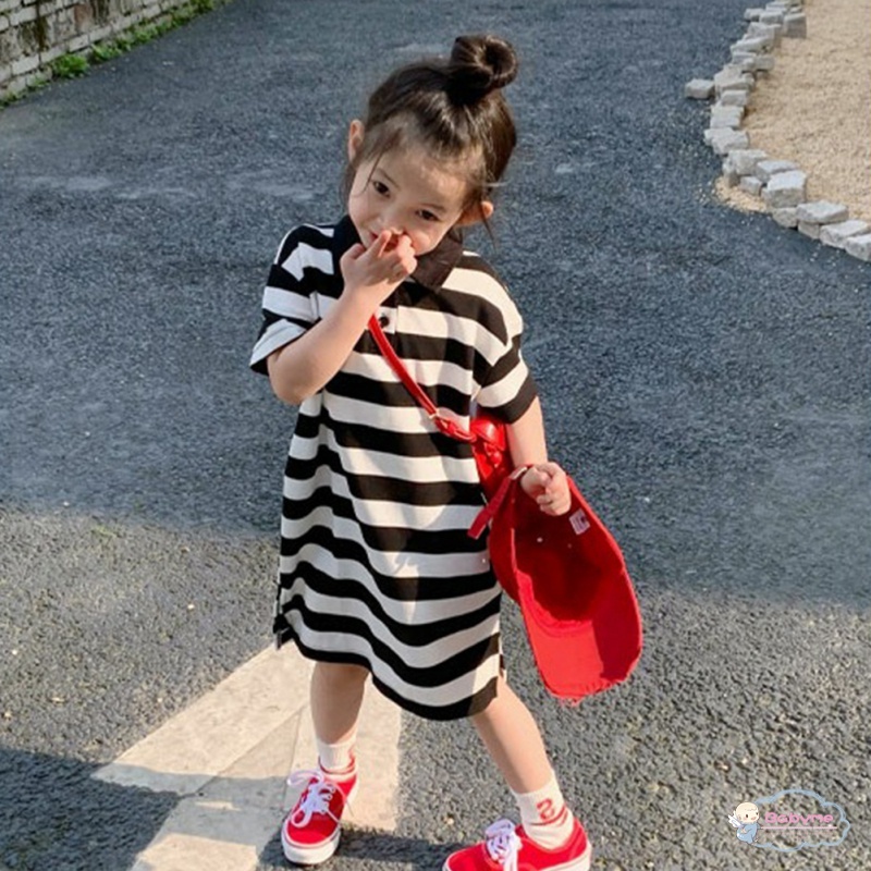 Đầm Công Chúa Họa Tiết Kẻ Sọc Phong Cách Hàn Quốc Xinh Xắn Thời Trang Cho Bé Gái