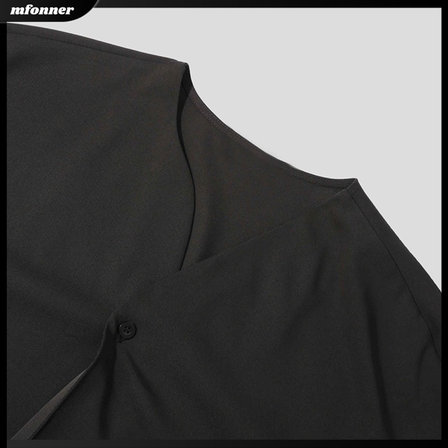 Áo Sơ Mi Tay Dài Dáng Rộng Cổ Chữ V Màu Sắc Đơn Giản Thanh Lịch Cho Nam Giớ