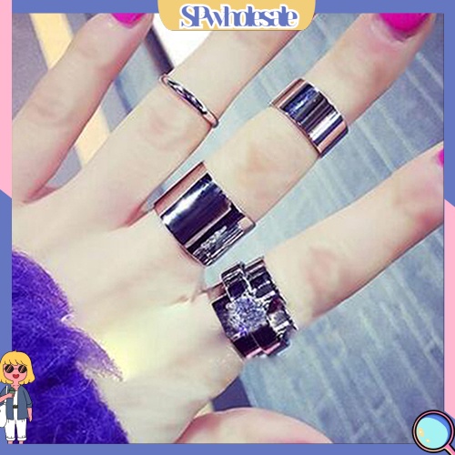 <SPwholesale> Bộ 4 Nhẫn Đeo Đốt Ngón Tay Thời Trang Cho Nam Và Nữ