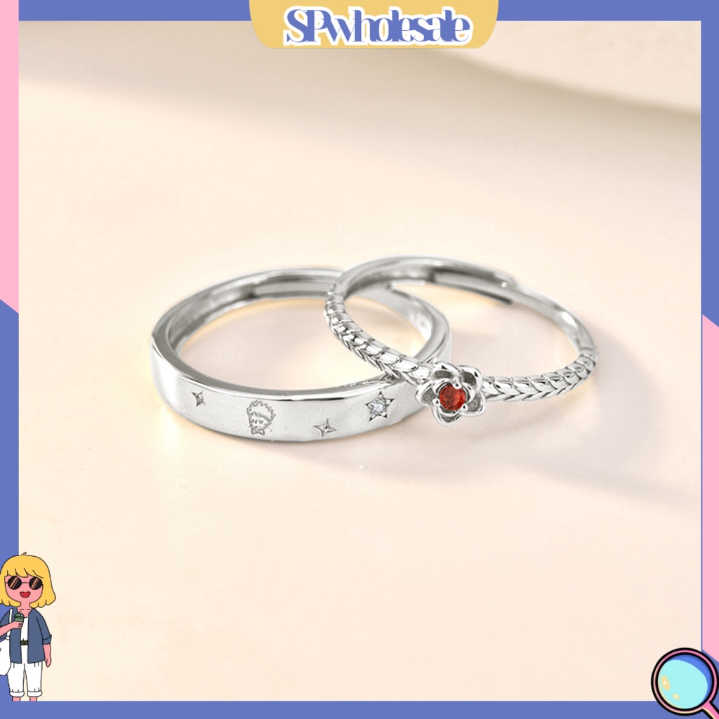 <SPwholesale> Nhẫn Hở Đính Đá Zircon Sáng Bóng Quyến Rũ Sang Trọng Thời Trang Trang Sức Dành Cho Cặp Đôi