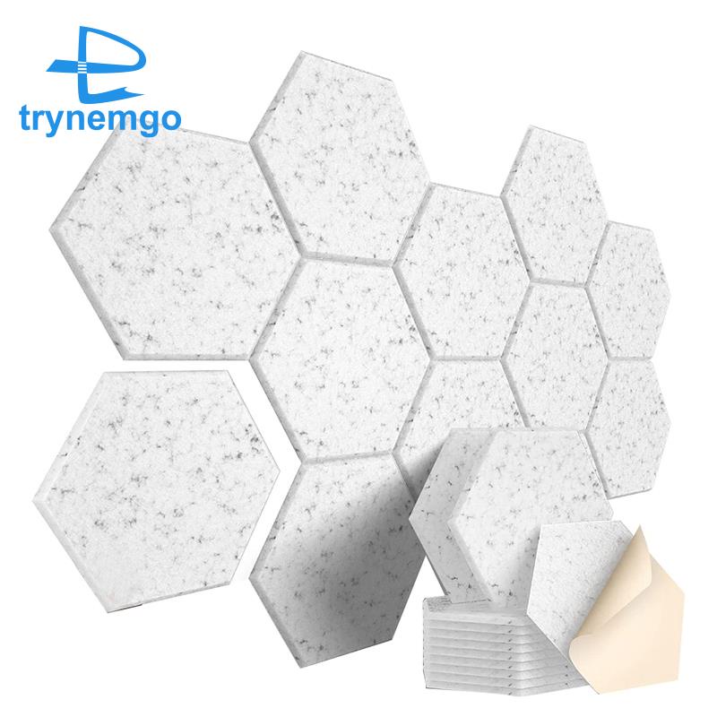 Set 12 Tấm Xốp Cách Âm 12X10X0.4In Hình Lục Giác Màu Xám