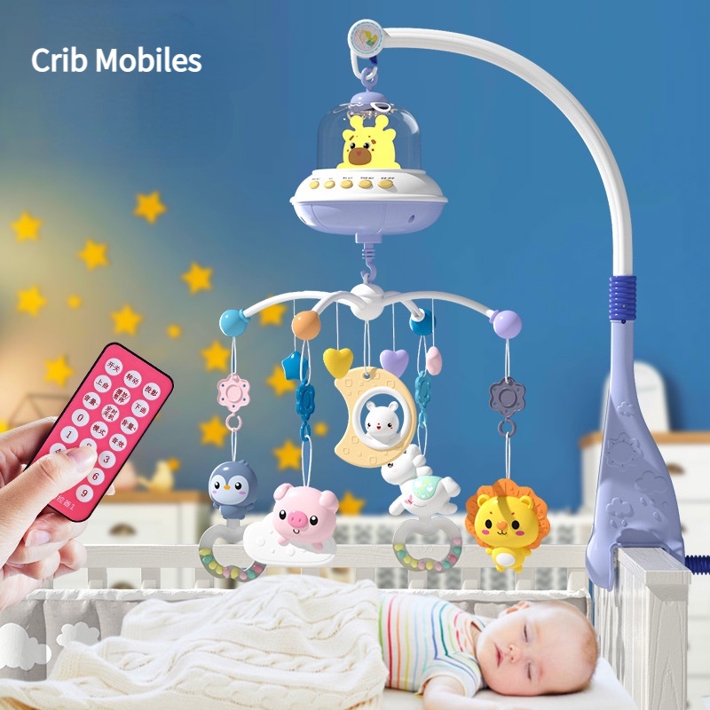 Đồ Chơi Chuông Treo Giường Ngủ Điều Khiển Từ Xa Xoay Được Có Nhạc Và Đèn Kể Chuyện Giáo Dục Sớm Cho Bé Sơ Sinh