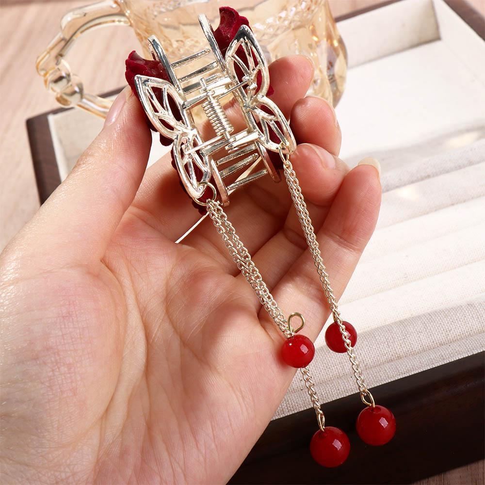 Kẹp Tóc Hình Bướm Hoa Hồng Đỏ 26Ede|Kẹp Tóc Thiết Kế Xinh Xắn Thời Trang Cho Nữ