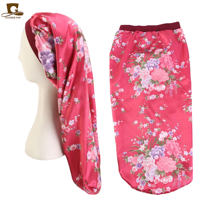 Mũ Trùm Tóc Bằng Lụa Co Giãn In Họa Tiết Mới