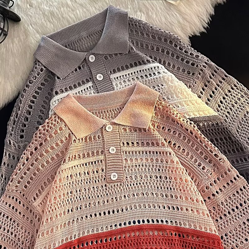 Áo Sweater Cổ Chữ V Dáng Rộng Họa Tiết Kẻ Sọc Màu Sắc Thời Trang Xuân Hè Dành Cho Cặp Đôi
