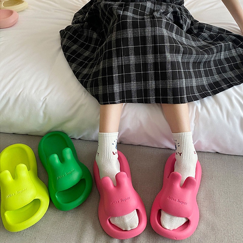 One more shoes⭐Dép Xỏ Ngón Đi Biển Đế Mềm Bằng EVA Hình Thỏ Dễ Thương Cho Nữ