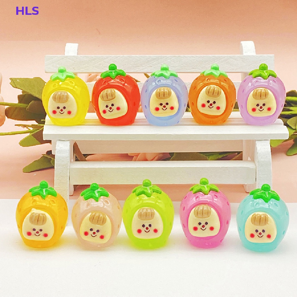 Bộ 2 Đồ trang trí Trái Dâu Hoạt Hình Phát Sáng Dùng Trang Trí Tiểu Cảnh