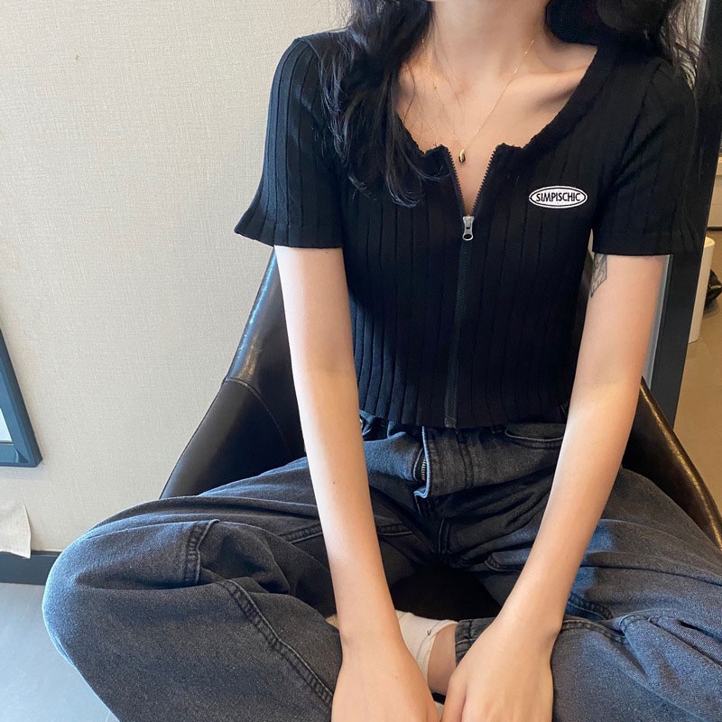 Aphrod Áo Thun Dệt Kim Lụa Băng Cảm Giác Thời Trang Hot Girl Cho Nữ