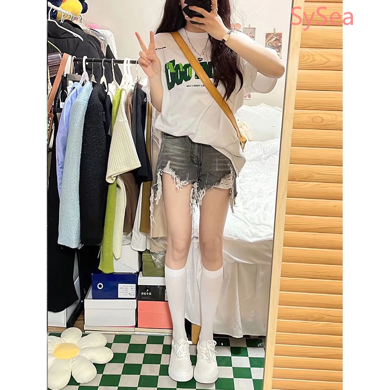 Quần Short Denim Lưng Cao Thời Trang Mùa Hè Hàn Quốc Dành Cho Nữ