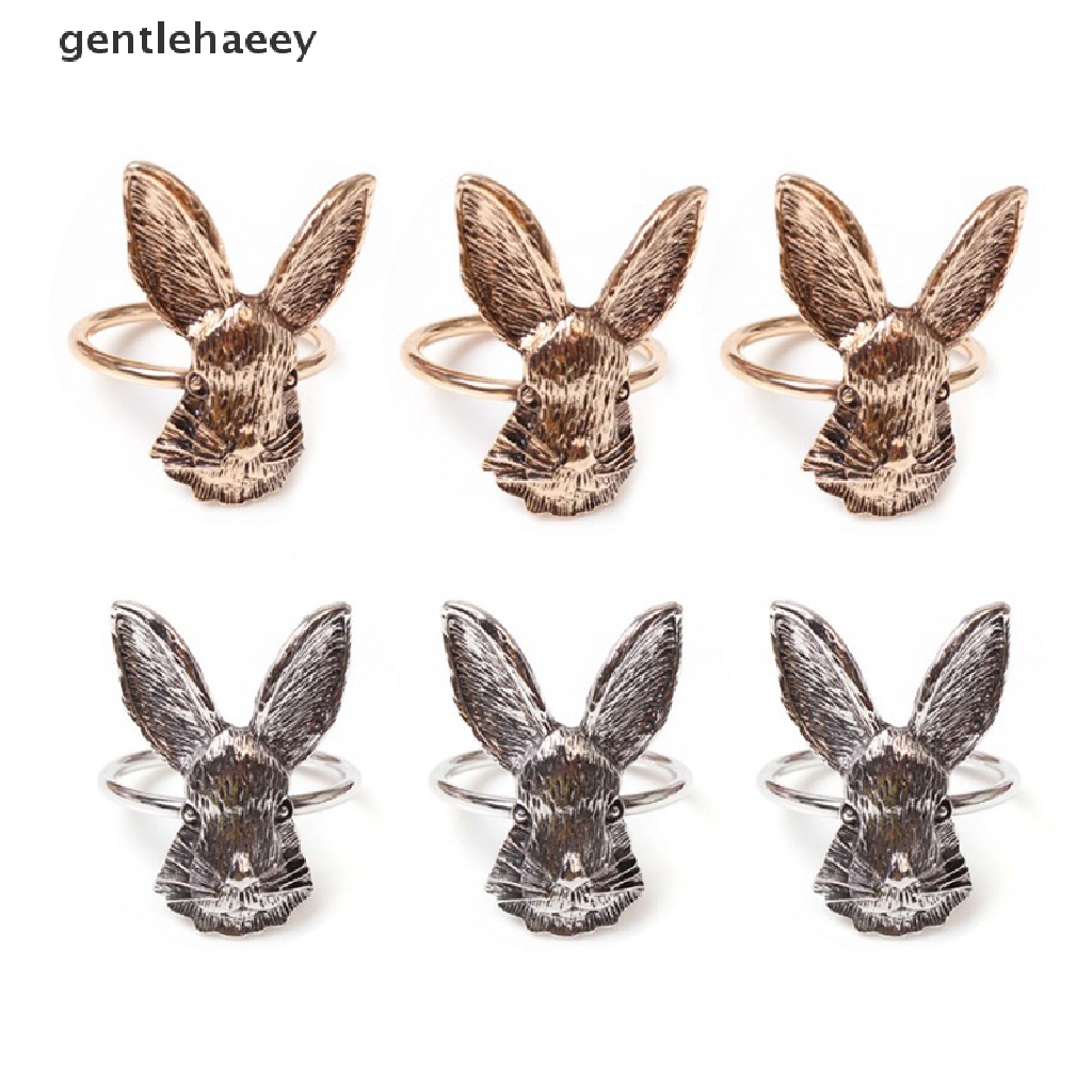 Gent Set 2 Vòng Khăn Ăn Dạng Nhẫn Hình Tai Thỏ Bằng Vải Nỉ Mùa Xuân Cho Lễ Phục Sinh