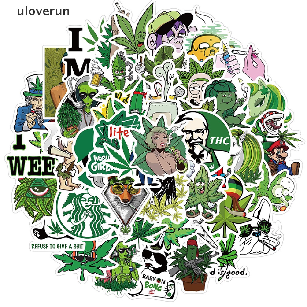 Bộ 50 Miếng Dán Trang Trí Vali Laptop Chống Thấm Nước Hình Nhân Vật Graffiti