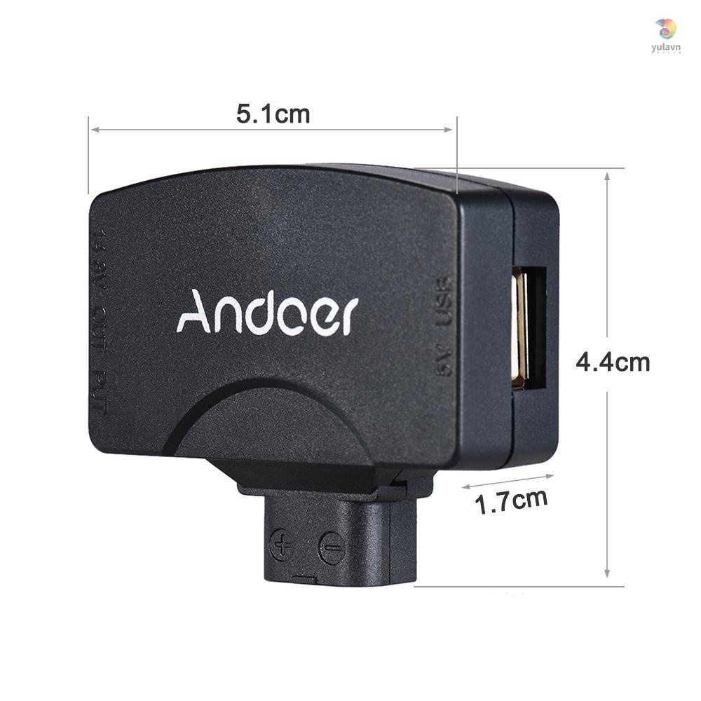ANDOER Đầu Nối Chuyển Đổi Pin Máy Ảnh yula D-Tap Sang 5V USB 5V