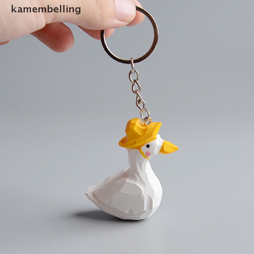 Móc Khóa Thủ Công Bằng Gỗ Khắc Hình Vịt Trắng Dễ Thương Sáng Tạo