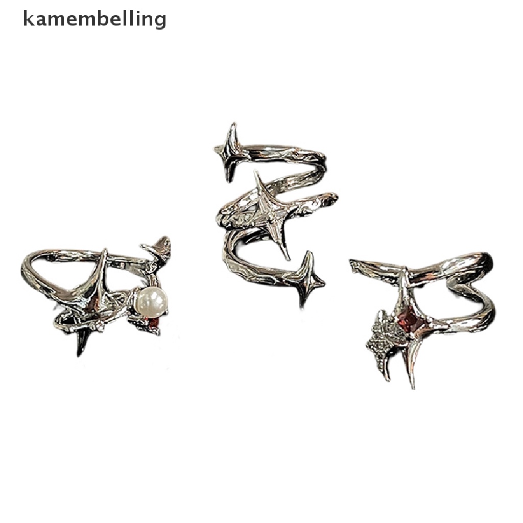 Kamembelling Nhẫn Dạng Hở Đính Đá Zircon Ngôi Sao Xoắn Ốc Sáng Tạo Cho Nữ